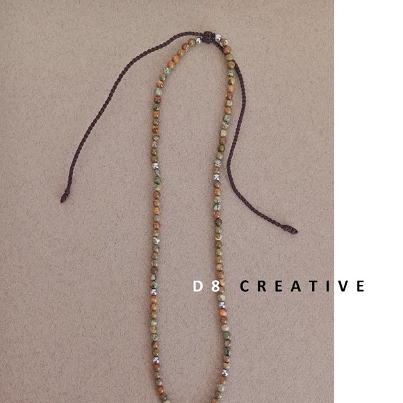 New men's turquoise stone with steel beads and horns pendant hand woven necklace - Picture 8 of 8